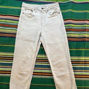 TOPSHOP 'Straight' jeans with raw hem in white size W26 L30